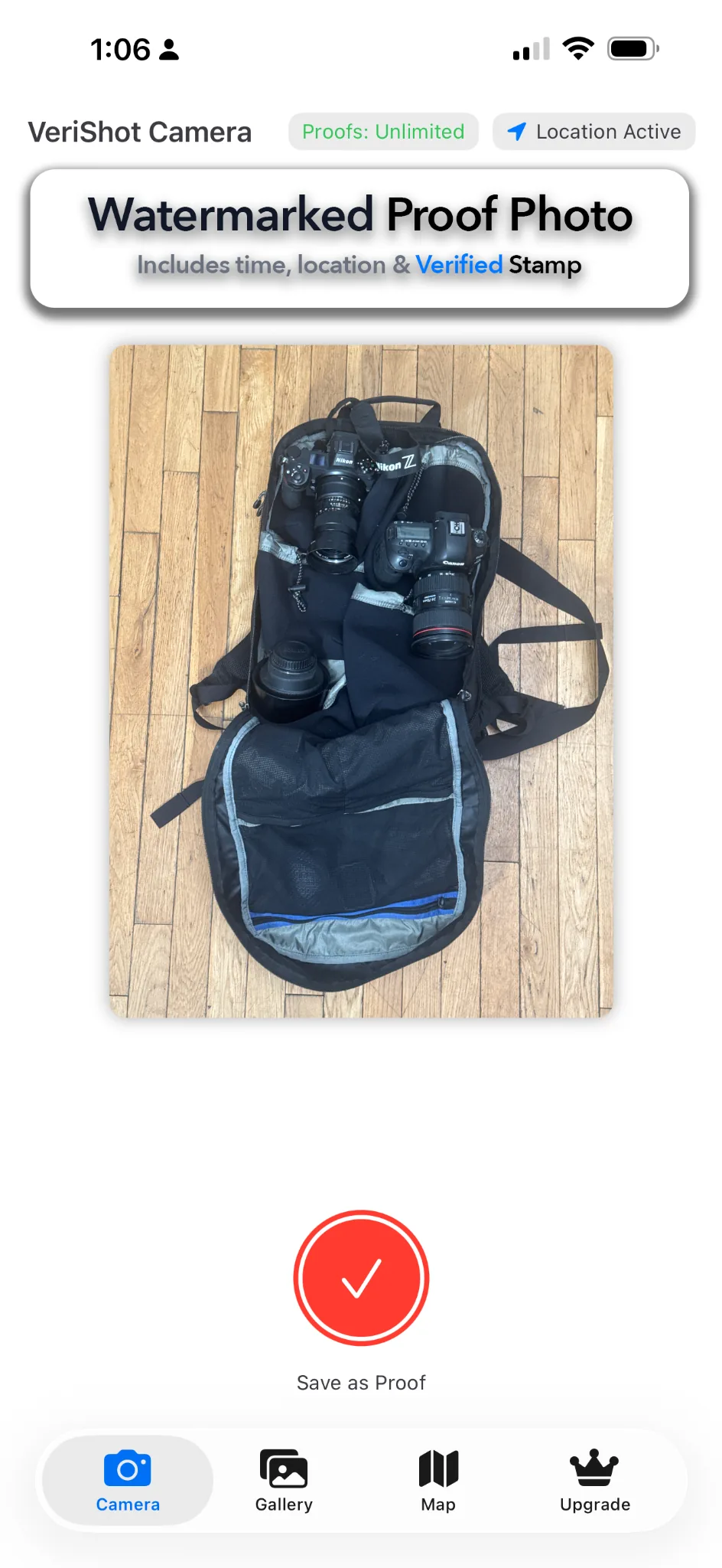 Watermarked proof photo screen