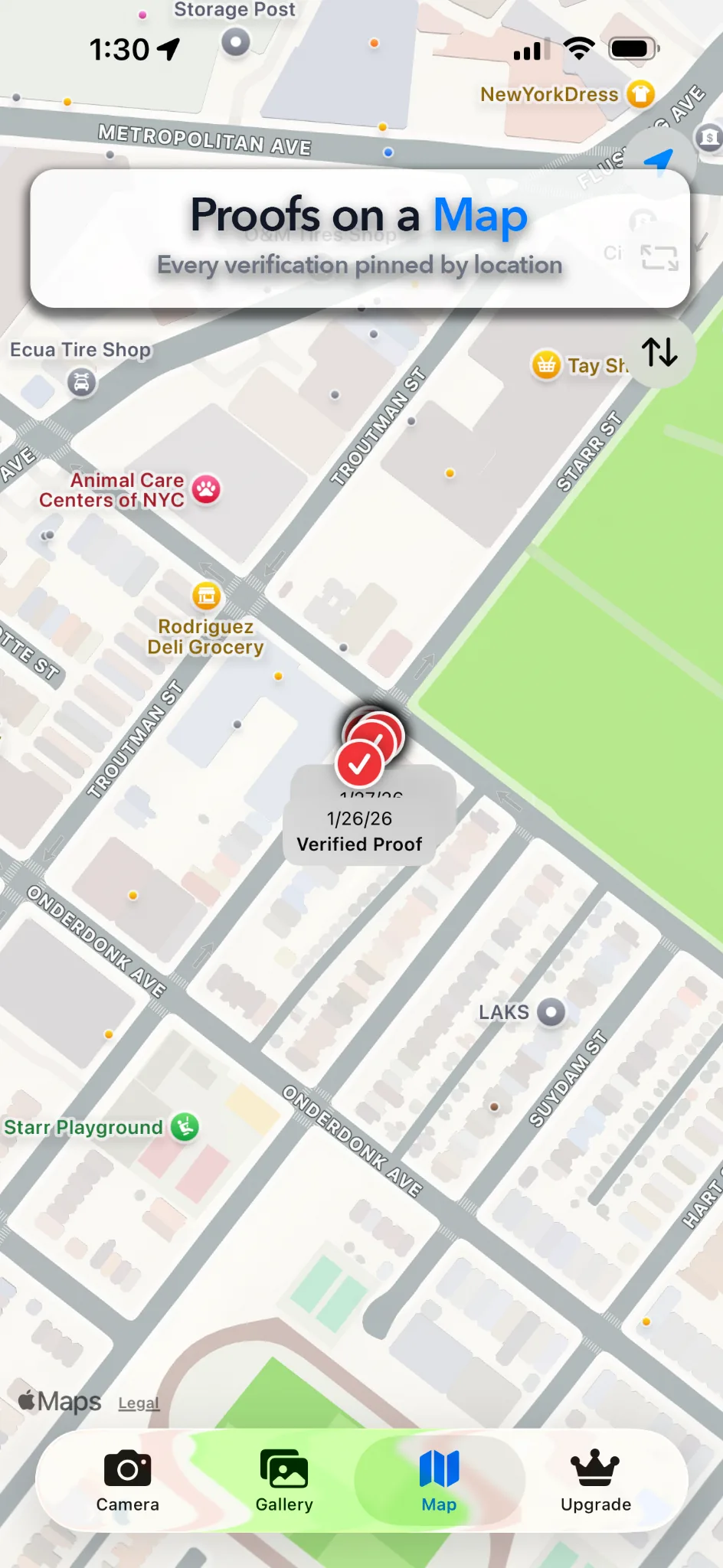 Proof gallery and search screen